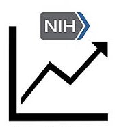 Graph of an arrow pointing upward to represent increase of NIH funding.